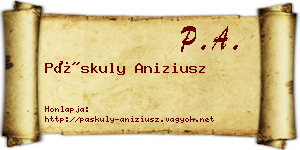 Páskuly Aniziusz névjegykártya
